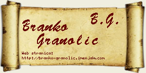 Branko Granolić vizit kartica